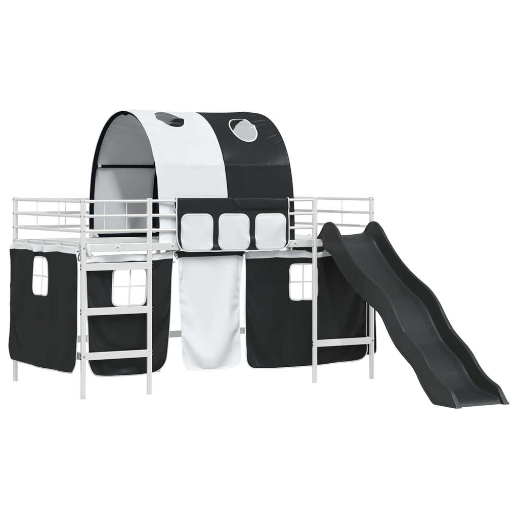 Kids Bunk Bed White and Black 80 x 200 cm Metal