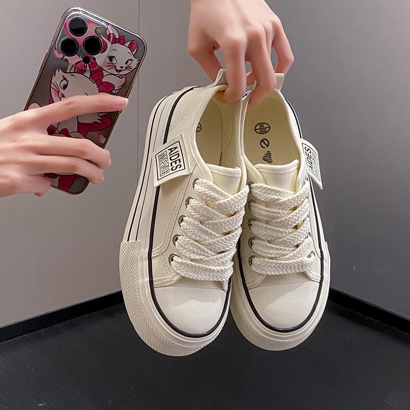 Модные женские парусиновые кроссовки, женская повседневная обувь, весна 2024, новые кроссовки, женская обувь на плоской подошве со шнуровкой, женская вулканизированная обувь