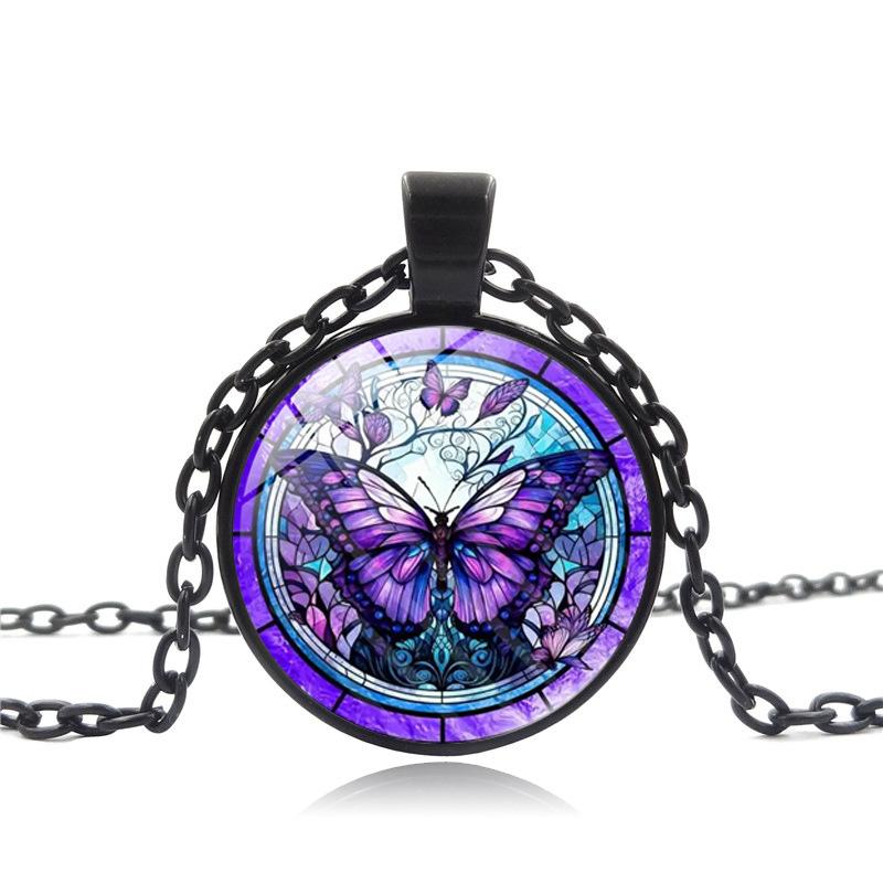 Fashion Purple Butterfly Time Women's Versatile Retro Jewelry Pendant Necklace