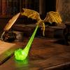 3D Printed Mythical Creature Fire-Breathing Fantasy Dragon Shelf Decor, Flying Nook Bookshelf Light, Black Design Desktop Ornament for Collectors with