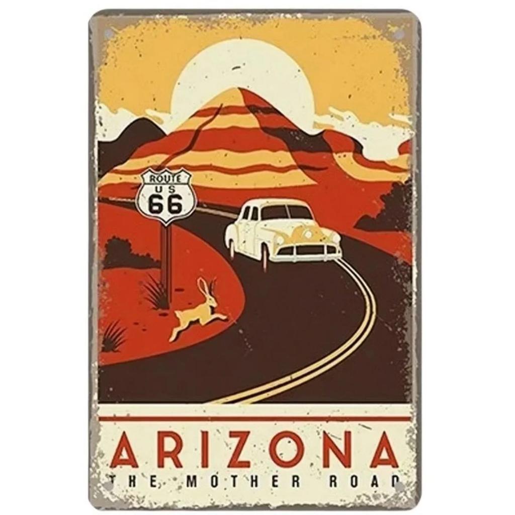 США Маршрут 66 Металлические таблички Настенный плакат Табличка Предупреждающий знак Винтажная железная картина Украшение для дома Кафе Гостиной Клуба Бара