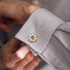 1PC Floral Design Elegant Button Decoration Fashion Cufflinks Pearl Button Cover Shiny Jewelry Rhinestone 30x17mm