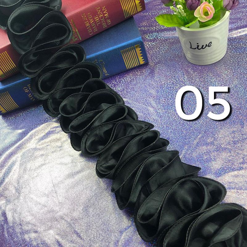 5 ярдов кружевной отделочный край шифон атлас плиссированная лента собранная ткань для поделок платье юбка подол букет украшение