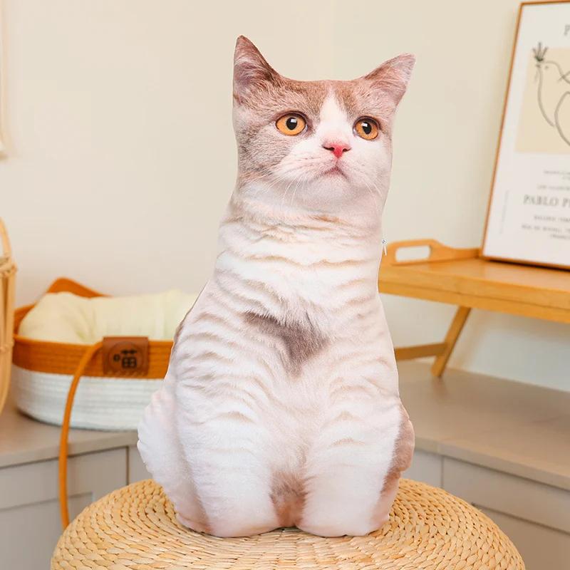 Милые Реалистичные 3D Плюшевые Игрушки Кошки Мягкая Кукла Животное Симуляция Подушка для Сна Диванная Подушка Мультяшная Кукла Домашний Декор Подарок