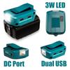 Адаптер аккумулятора для Makita Dual USB светодиодный рабочий фонарь для Makita 14.4V/18V Li-on аккумулятор BL1830 BL1430 портативный фонарик-лампа
