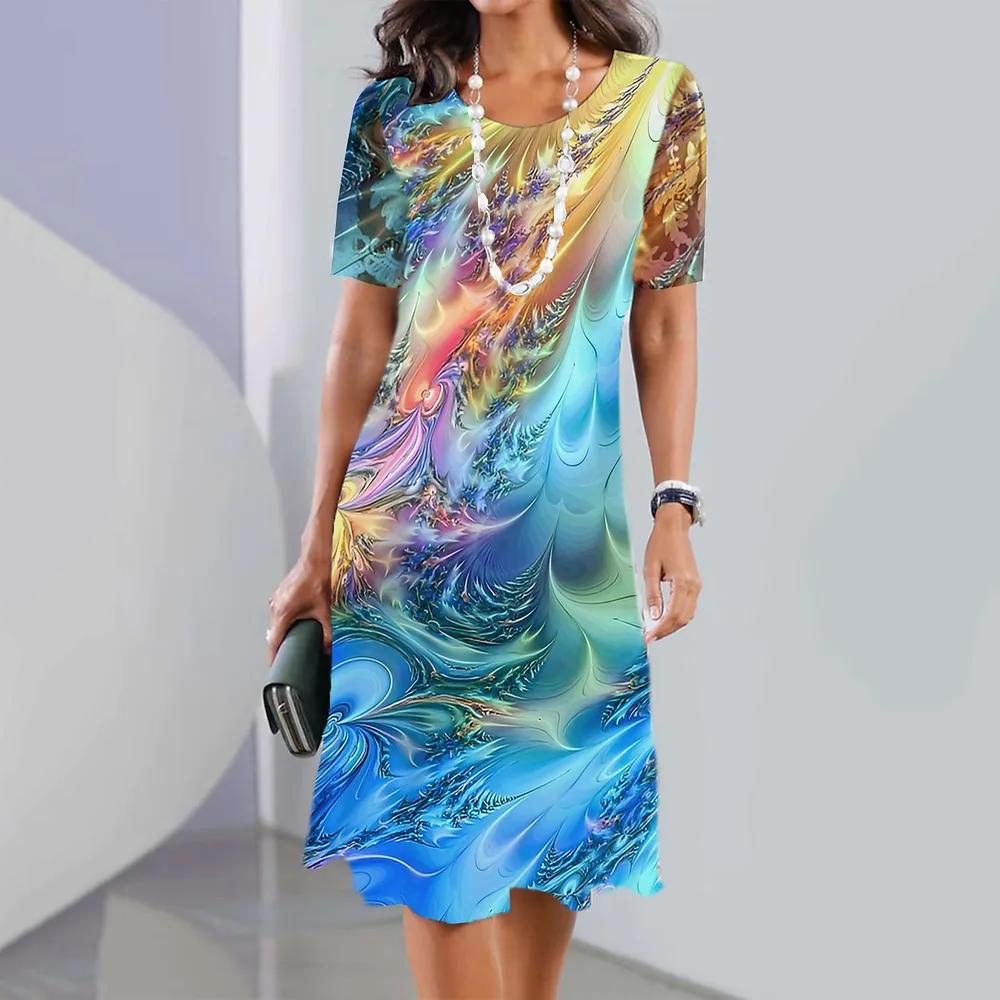 Women's Dress Fashionable Daily Casual Loose Plus Size Round Neck Short Sleeve Dress