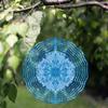 Blue White Metal Wind Spinner with Hanging Chain 2D Garden Art Sculpture for Outdoor Yard Patio Decor All Season Windmill Spinner