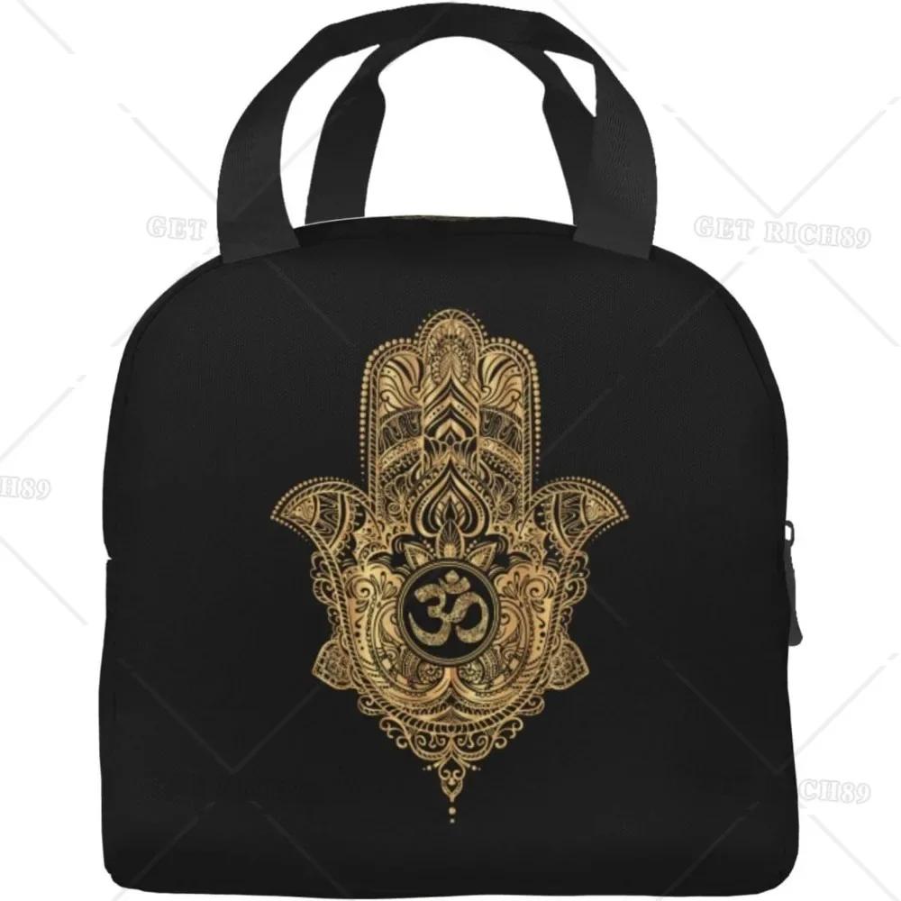 Портативная сумка для ланча Irish Cross из алюминиевой фольги с утолщенной изоляцией черного цвета для женщин и мужчин, многоразовая коробка с карманом для работы в офисе