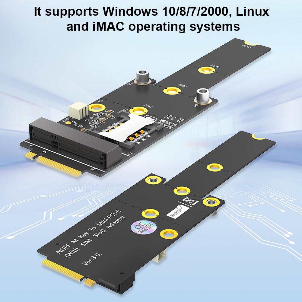 M.2 NGFF Key M To Mini PCI-E Adapter Card with Card Slot for 2242 2260 2280 SSD Hard Drive