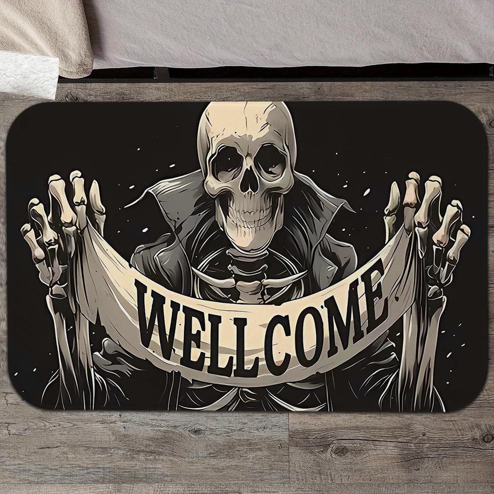 Vikama Halloween Horror Skeleton Says “Welcome” Home To You Outdoor Carpet Doormat Rug For Bedroom Wash Basin Absorbent Floor Ma
