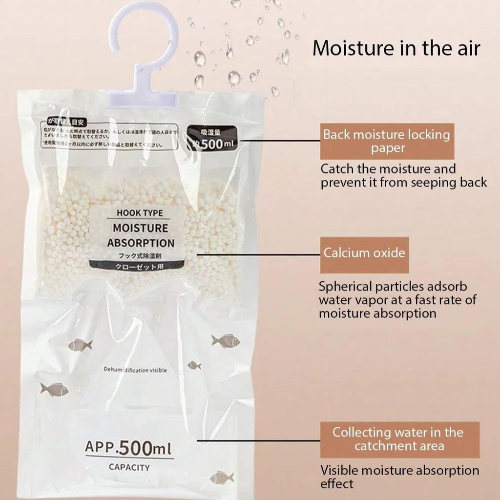 4/8Pcs Moisture Absorber Hanging Bags Wardrobe Anti-Mold Antihumidity Dehumidification Bag for Bedroom Closet Dryer Supplies