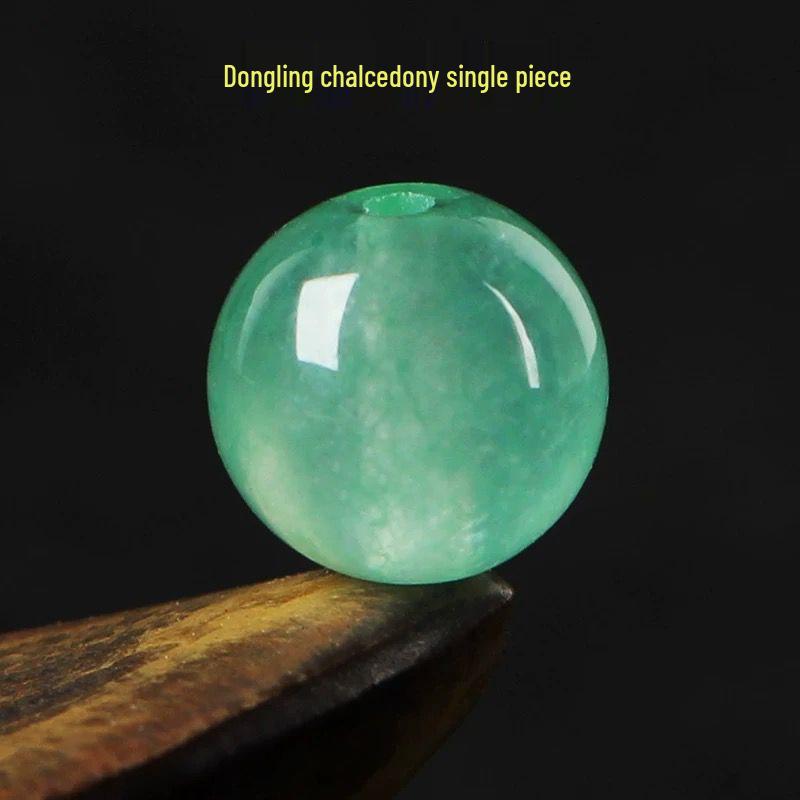 Зеленые круглые бусины из зеленого халцедона Dongling Jade для изготовления украшений своими руками