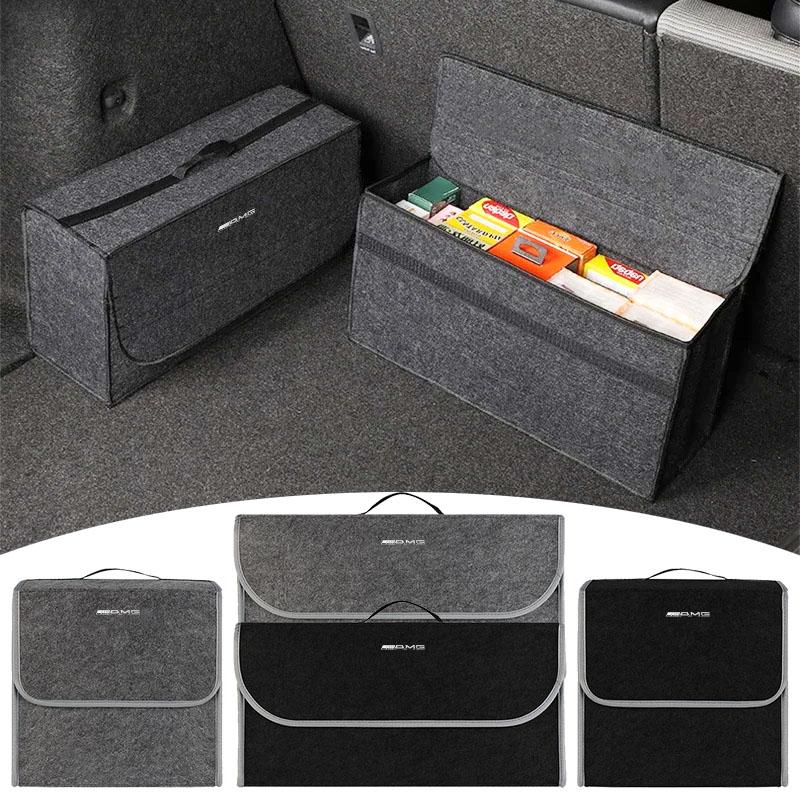 TUON5 Car Trunk Large Anti Slip Compartment Storage Box Folding Organizer Tool Stickers For Mercedes Benz GLE GLC A B C E Class W176