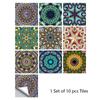 10pcs/set Mandala Style Crystal Hard Tiles Ceramics Wall Sticker Kitchen Wardrobe Home Decor Art Mural Peel & Stick Wall Decals