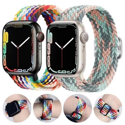 Ремешок для часов, плетеная петля Solo для Apple Watch, ремешок 44 мм, 40 мм, 49 мм, 45 мм, 41 мм, 38 мм, эластичный нейлоновый браслет, IWatch Series 8, 3 SE, 6, 7, ультра ремешок