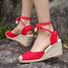 Ankle Lace Up Wedges Sandals Women Summer Closed Toe Espadrille Platform Sandles Woman High Heels Gladiator Sandalias Mujer 43