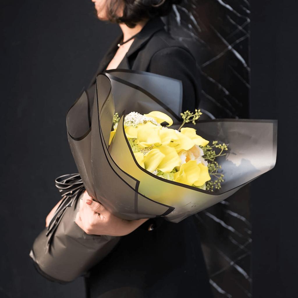 20 Counts Gold Edge Fresh Flowers Wrapping Paper, DIY Crafts, Gift Packaging Or Gift Box Packaging, Waterproof Flower Wrapping Paper 22.8X22.8 Inches