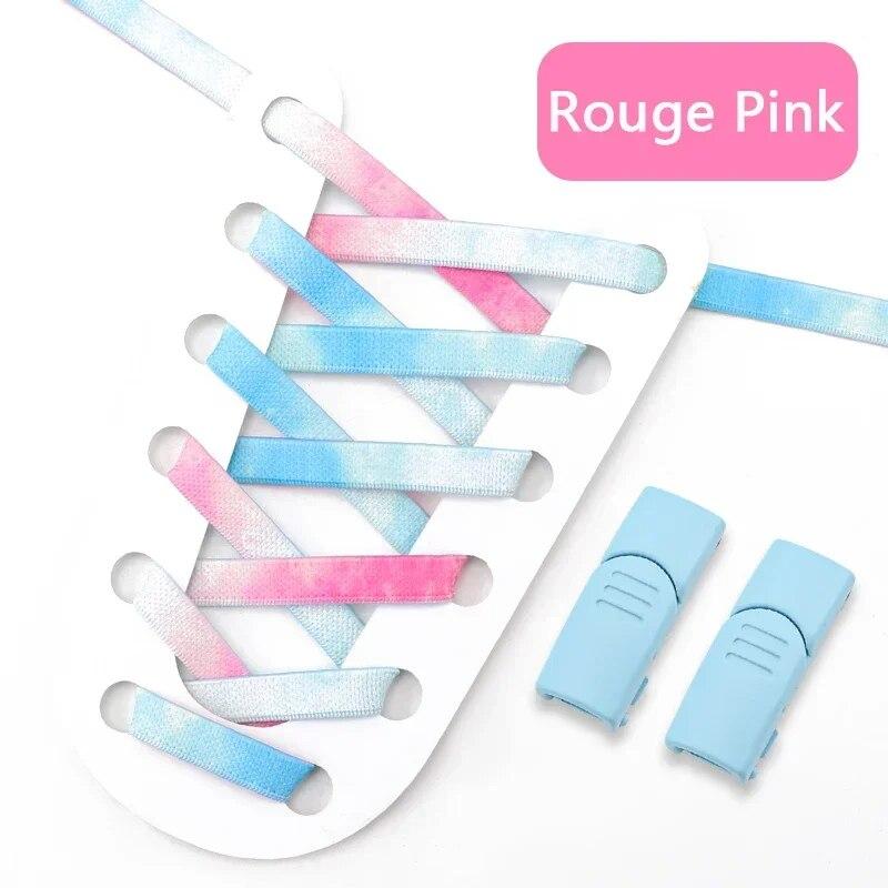 1Pair 8MM Wide Flat Rainbow Shoelaces Elastic Laces Sneakers Magnetic Lock No Tie Shoe Laces Adults Kids Rubber Bands for Shoes