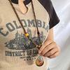 Men Handmade Nepal Horn Mala Buddhist Pendant Wood Beads Necklace Long Necklace