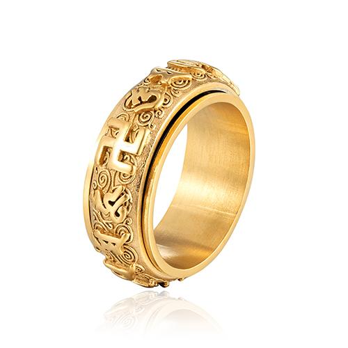2025 Six Syllables Spinner Ring 360° Rotating  Unisex Band - Stress Relief Sizes 7-12 Gold/Steel/ Men Trendy Gifts