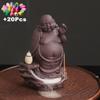 Maitreya Buddha Lucky Home Ornaments Purple Clay Waterfall Backflow Incense Burner Incense Stick Holder Censer
