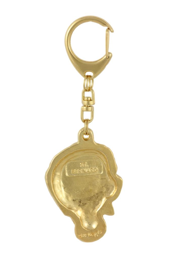 St. Bernard, Saint Bernard, Alpine Mastiff, Bernhardiner - Gilded Key Ring with Dog, Handbag Decoration, Luxury Accessory by Art-Dog Brand
