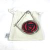 LOEWE 111.19.043 17A Rose Mechanopin Rose Brooch Metal / Leather Silver/Red