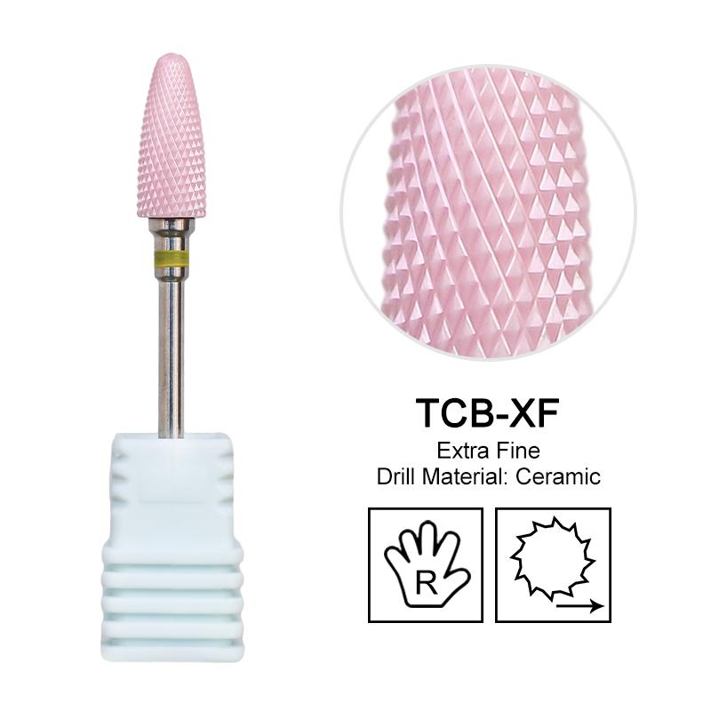 Ceramic Milling Cutter Flame Carbide Nail Drill Bits Pink Gel Remover Electric Machine Drills Polishing Peeling Nails Art Tools