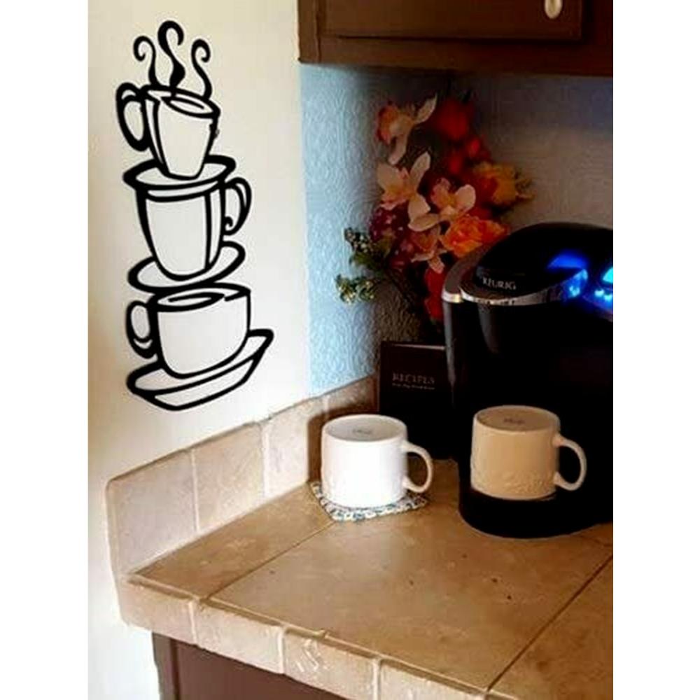 Черный силуэт кофейной чашки металл настенное искусство для украшения дома,рестораны подарки рестораны декор черный кофейная чашка металл