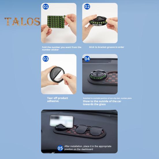 Многофункциональный автомобильный противоскользящий коврик с временным парковочным номером, держатель для мобильного телефона на приборную панель автомобиля, вращающийся на 360 градусов