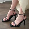 Летние новые женские босоножки из искусственной кожи, однотонные, элегантные, с узким ремешком, для вечеринки, Zapatos 2024, модные, для сцены, для подиума, на шпильках