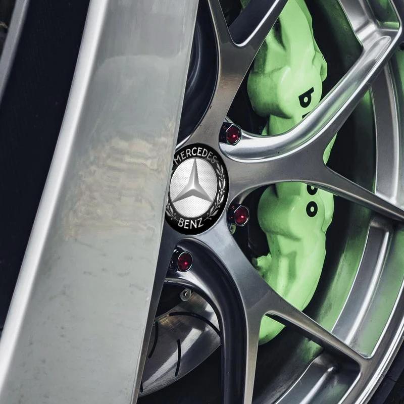 Car Sticker 4Pcs 56mm Aluminum Emblem Car Wheel Center Hub Caps Sticker for Mercedes Benz B/C/E/S Class A Class C200L GLC GLK Ne