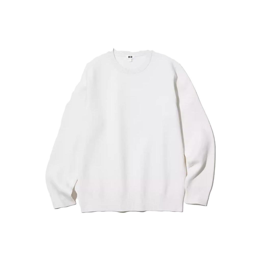 Uniqlo Однотонный свободный пуловер с длинным рукавом, вязаный свитер, унисекс, 453754-01
