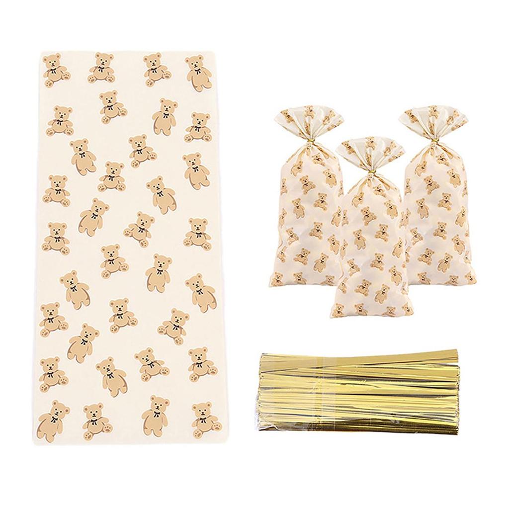 50 шт., подарочные пакеты для конфет в виде медведя в виде животного, печенье, десерт, сделай сам для детей, тема футбольных джунглей, декор для дня рождения