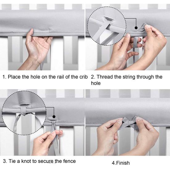 3 шт. перекладина для детской кроватки, простая установка, защитная крышка, мягкие края, бамперы для кроватки, накладки для младенцев, малышей