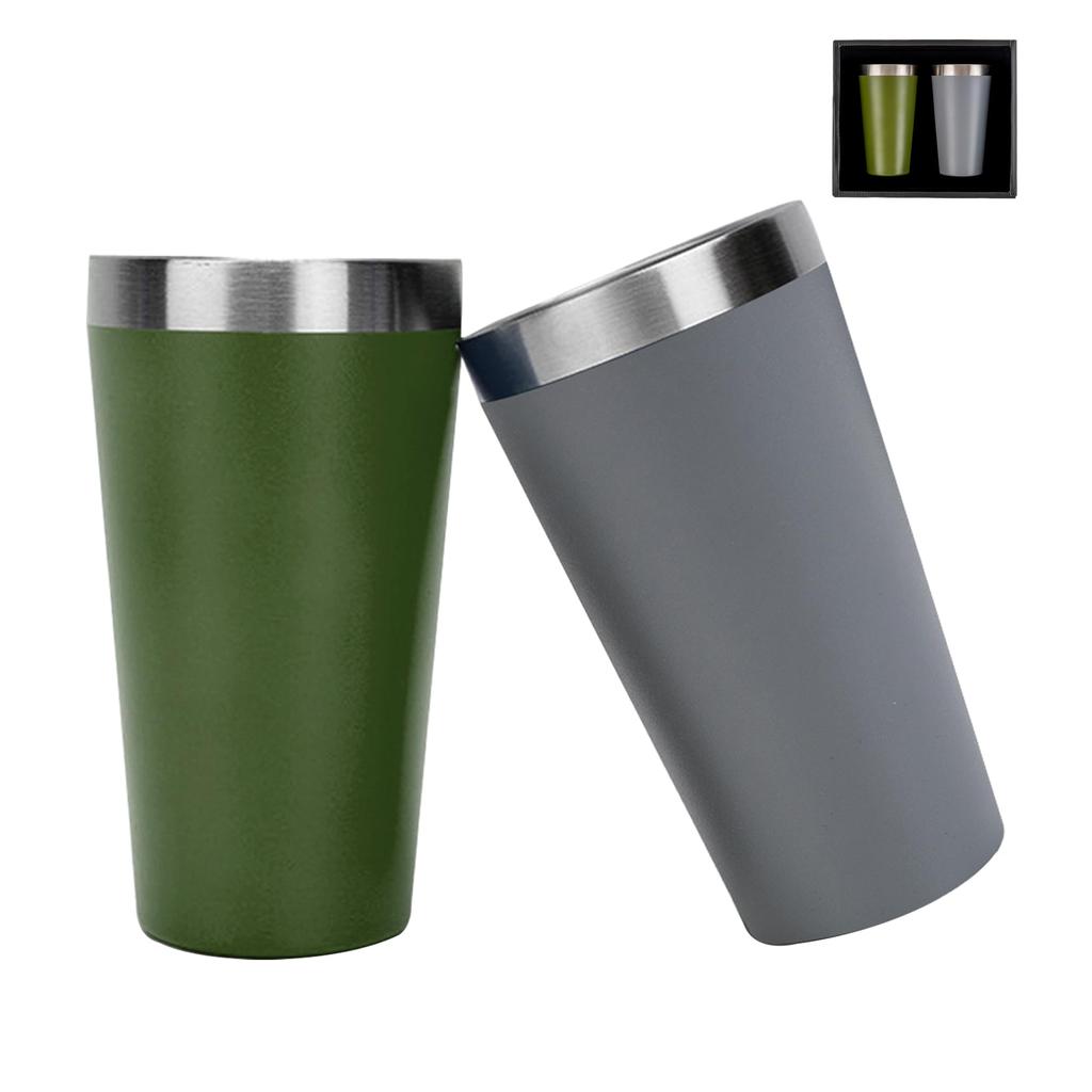 Set of 2 450ml Vacuum Insulated Stainless Steel Tumblers with Double Walled Design, Keeps Drinks Hot or Cold, Stylish Father's Day Gift for Couples,