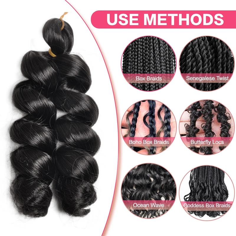 French Curly Braiding Hair Synthetic Pre Stretched Bouncy Braiding Hair Easy Braid Curl Braids Lightweight Wavy Hair Extensions