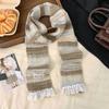 Plush Cashmere Knitted Scarf Lace Winter Shawl Fashion Rainbow Striped Scarf  Autumn Winter