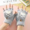 Flip Cover Half Finger Gloves Soft Plus Winter Mittens  Children's Handwriting
