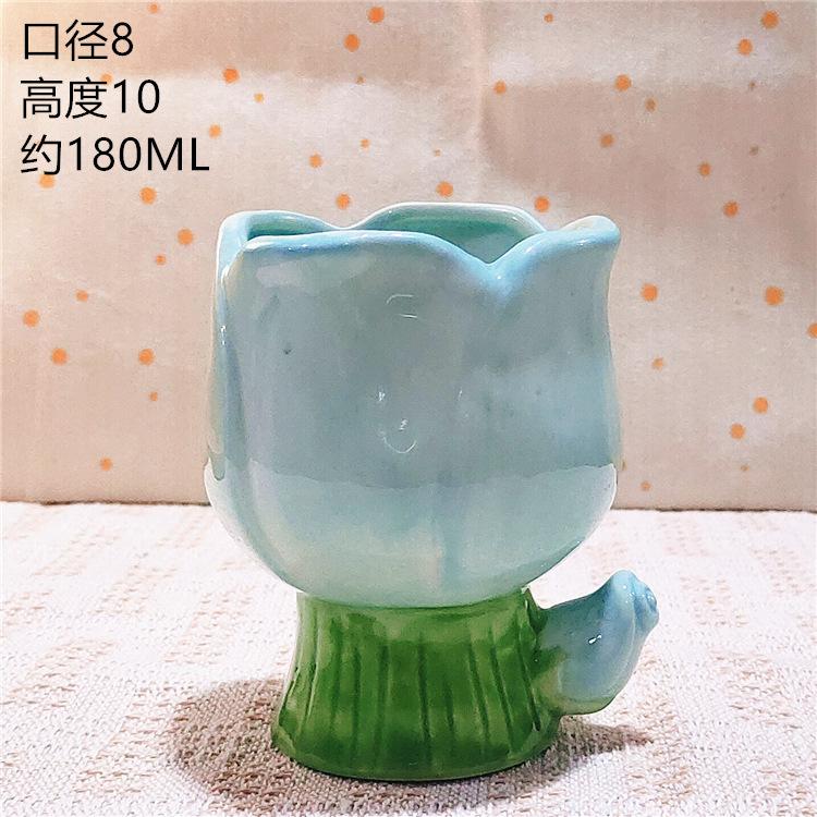 1 шт. 180 мл Тюльпан Градиент Цветок Расписанная вручную Чашка для воды Подставка для свечи Керамическая кружка Крышка В помещении Шкатулка для драгоценностей