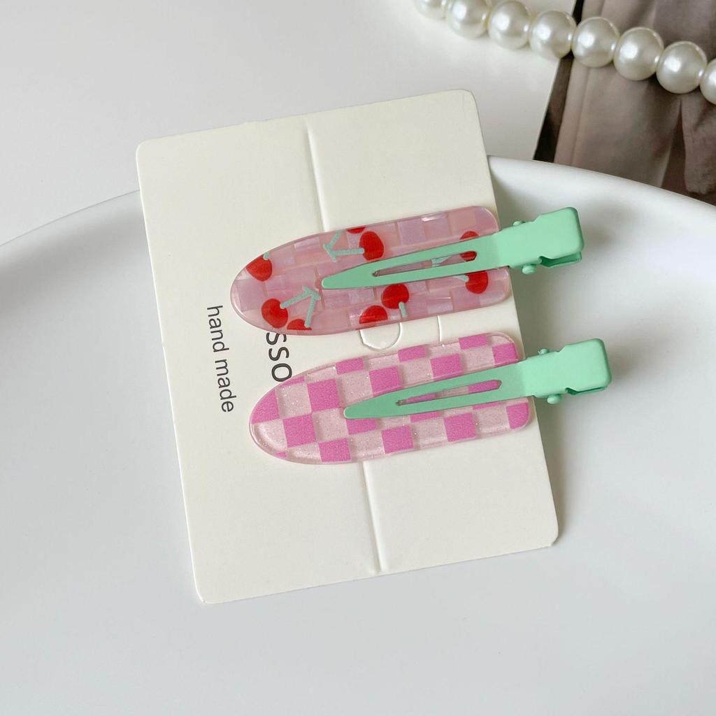 "2-Pack Y2K Fresh Juice Series Duckbill Hair Clips - Cute, Seamless, Side Bang Accessories"