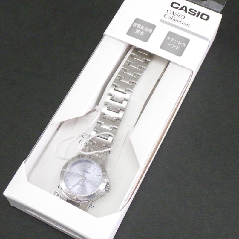 Бренд с гарантией CASIO Светло-голубой циферблат Стальной браслет Часы новые, LTP-1177D-2AJF Женские