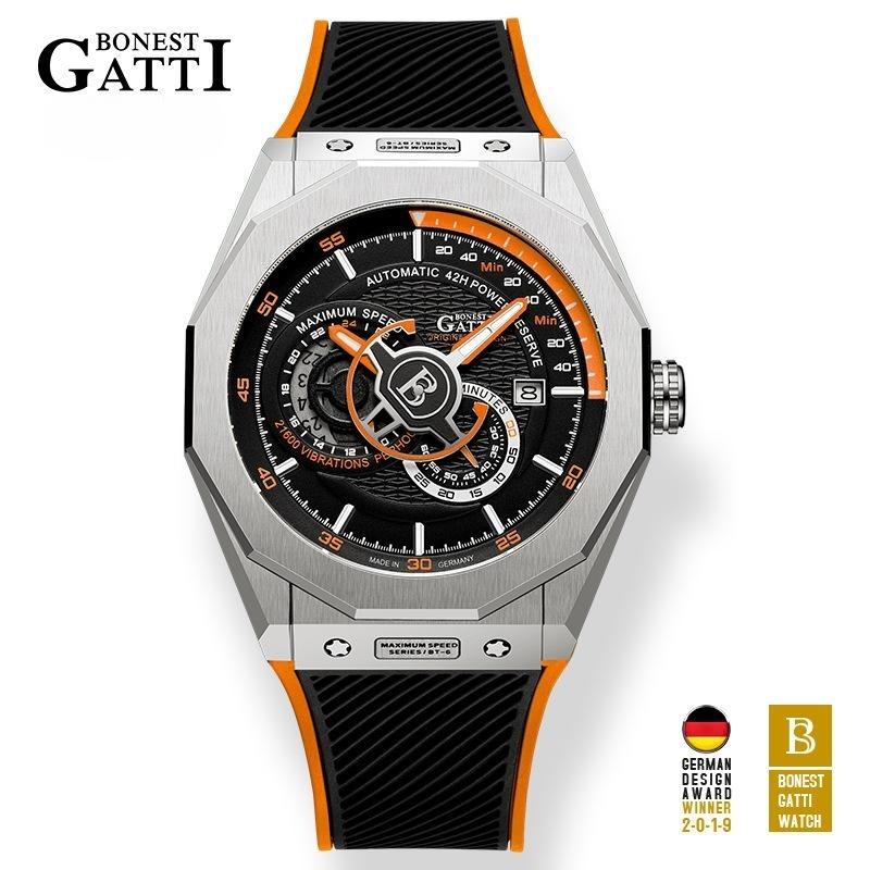 Часы Bonest Gatti Деловые светящиеся в темноте механические часы Водонепроницаемые роскошные часы