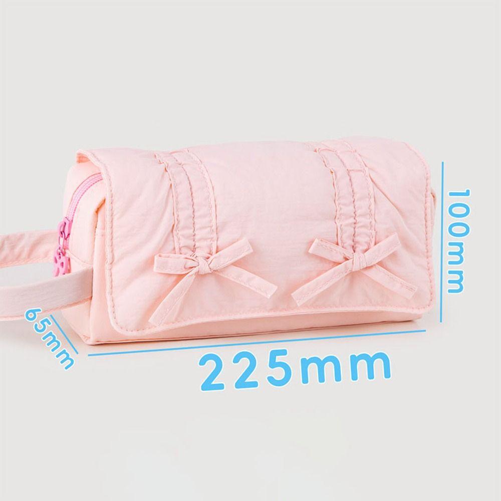 Bow Pencil Pouch Three Layers Stationery Storage Bag Save Space Pencil Case School