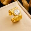 DIEYURO 316L Stainless Steel Colored Zircon Pearl Geometric Round Opening Adjustable Ring Women New Luxury Concise Ring Jewelry