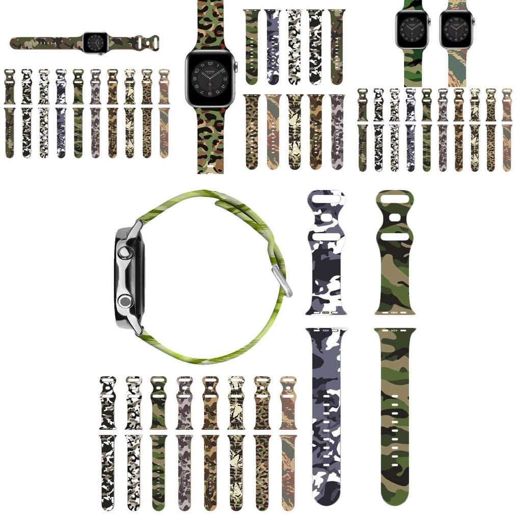 Камуфляжный ремешок для Apple Iwatch 7 6 Se 5 4 3 2 1, противоударный и легкий