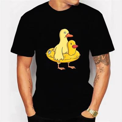 Мужская футболка с коротким рукавом Double Duck Классическая футболка Топы Графическая футболка Харадзюку Уличная одежда Модный тренд Мужские фирменные футболки