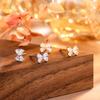 925 Sterling Silver Inlaid Zircon Bow Earrings for Women  Student Korean Sweet Jewelry Accessories