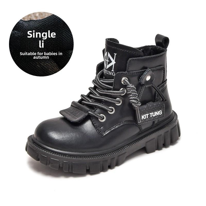 Осенне-зимние новые детские желтые ботинки, повседневные, с мягкой подошвой, нескользящие, бархатные, короткие ботинки для маленьких мальчиков