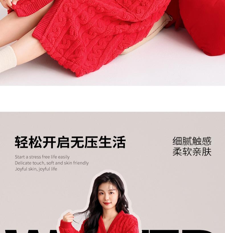Paibangnu New Year's Red Velvet Warm Nightgown